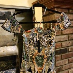 Flynn Skye Off Shoulder Halter Mini Dress